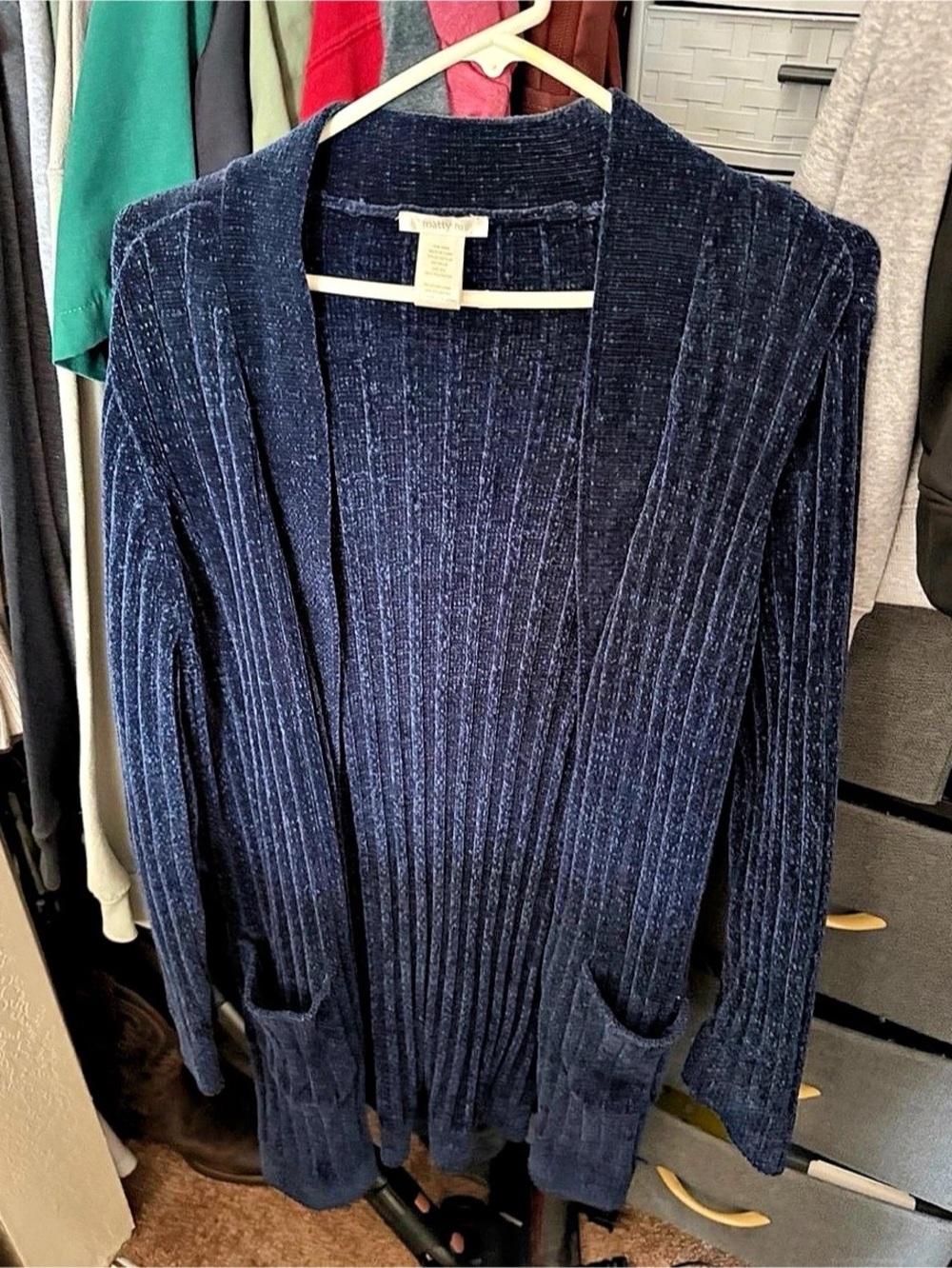 Ribbed Cardigan in Blue Like New